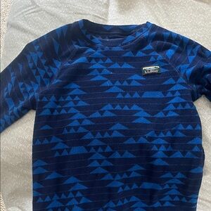 L.L. Bean Navy and Black Patterned fleece pullover - size 8